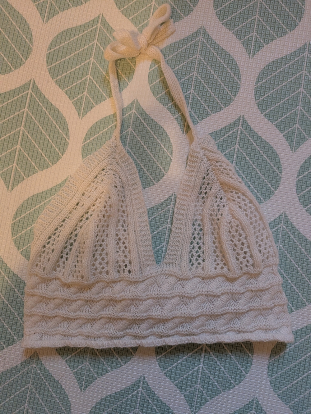 Cream Crochet Halter Bralette